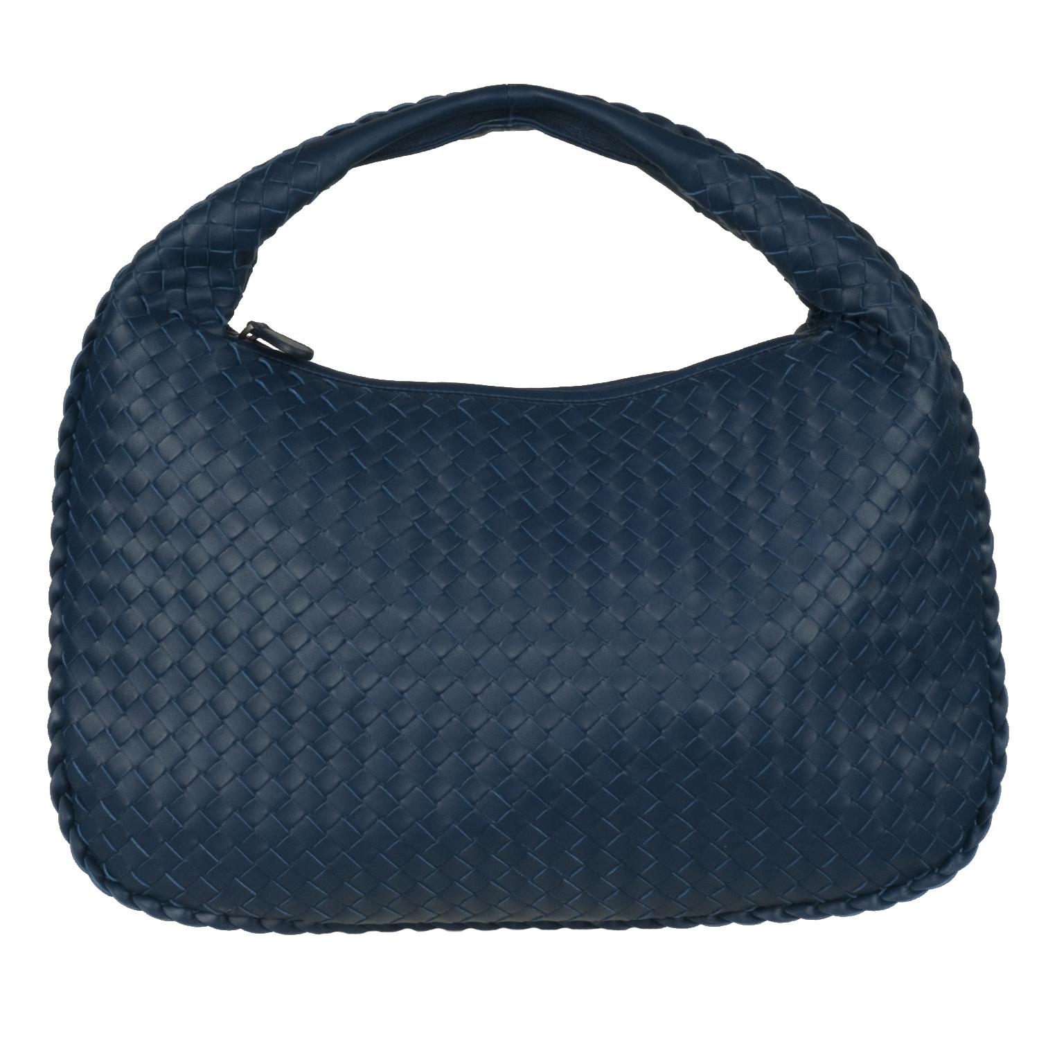 Bottega Veneta Small Navy Blue Leather Hobo Bag Free Shipping Bottega Veneta Small Navy Blue Leather Hobo Bag