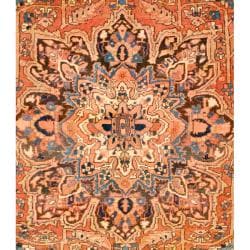 Persian Hand knotted Heriz Pink/ Grey Wool Rug (92 x 122