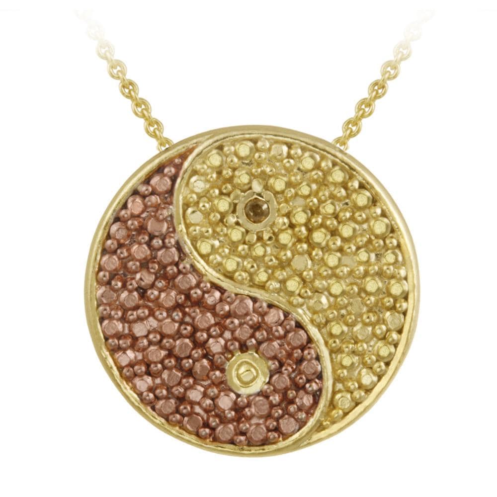 DB Designs 18k and Rose Gold over Silver Champagne Diamond Yin yang