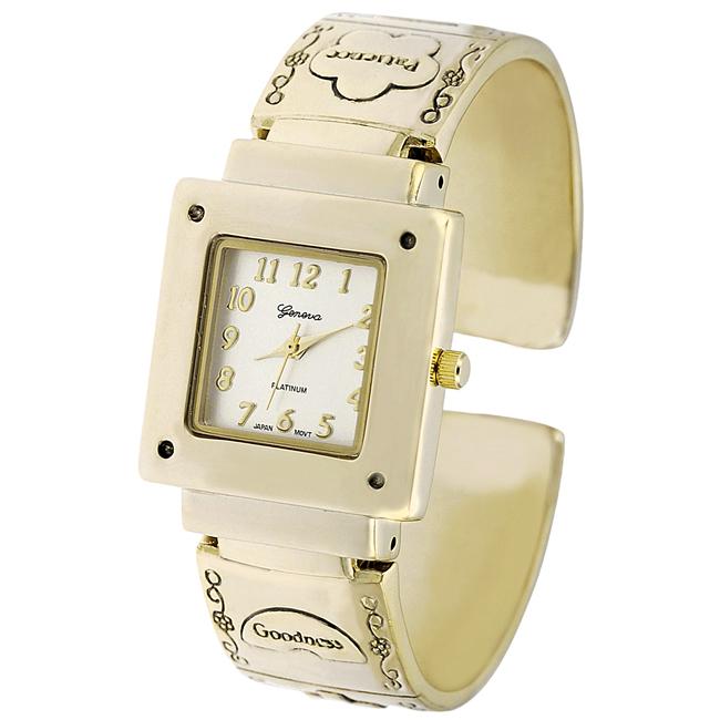 Geneva Platinum Womens Inspirational Cuff Watch