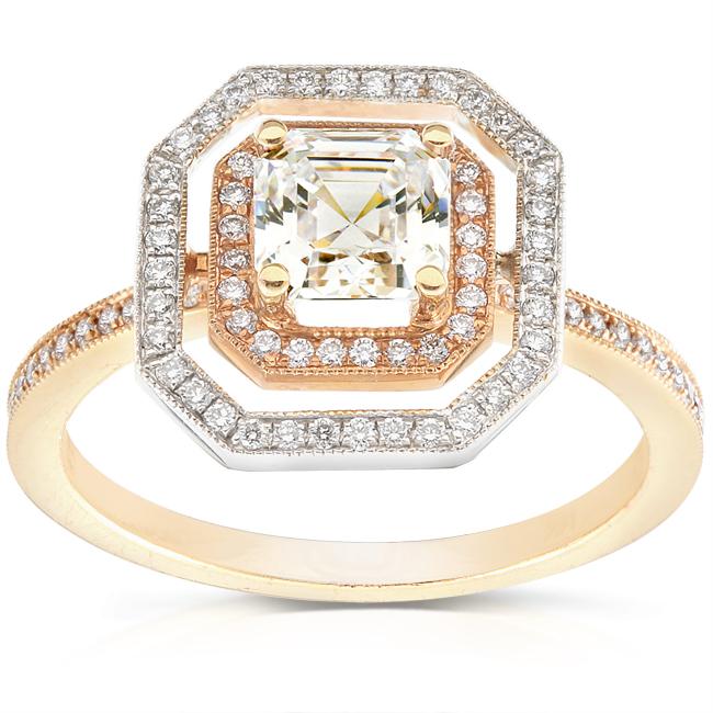 14k Two tone Gold 1 1/3ct TDW Diamond Engagement Ring (K, VS1 VS2