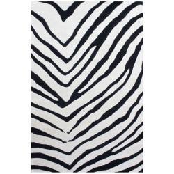 slide 1 of 1, nuLOOM Hand-tufted Modern Black/ White Zebra Wool Rug (6' x 9')