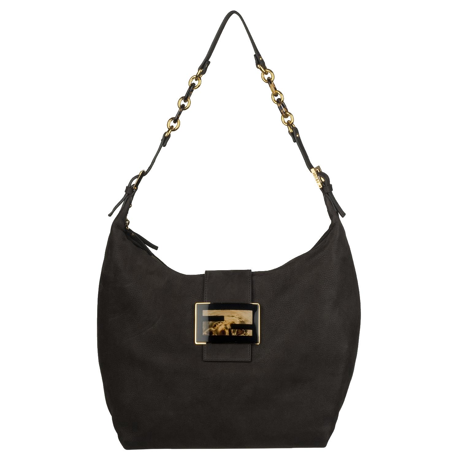 Fendi Forever Brown Calf Leather Hobo Bag