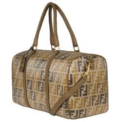 Fendi Selleria Large Zucca Brown Canvas Bowler Bag  