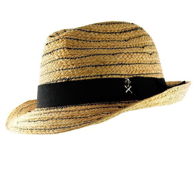 H2W Mens Pinstripe Gold Straw Fedora