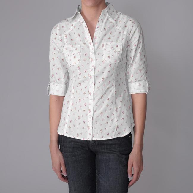 Derek Heart Juniors Cotton Woven Ditzy Print Buttoned Blouse