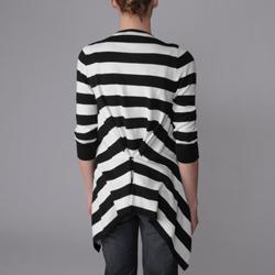 XOXO Womens Striped Shawl Neck Open Front Cardigan