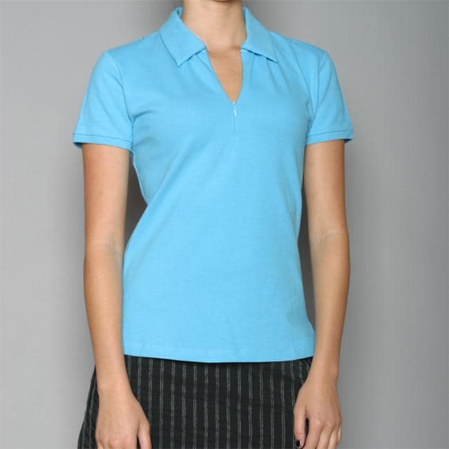 Golftini Womens Turquoise Zipper Neck Golf Shirt