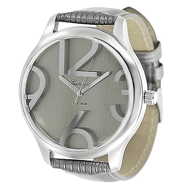 Geneva Platinum Womens Simulated Patent Leather Watch