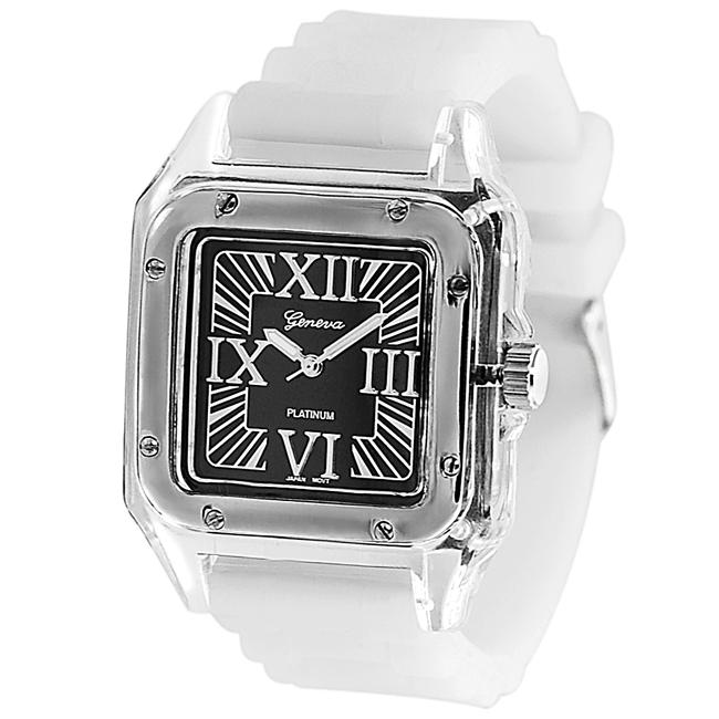  Womens Roman Numeral Clear Case Silicone Watch  