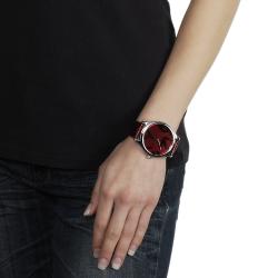 Geneva Platinum Womens Simulated Patent Leather Watch