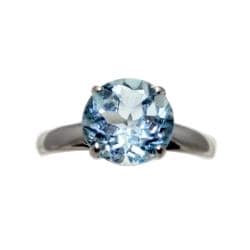 10k White Gold Blue Topaz Solitaire Ring  