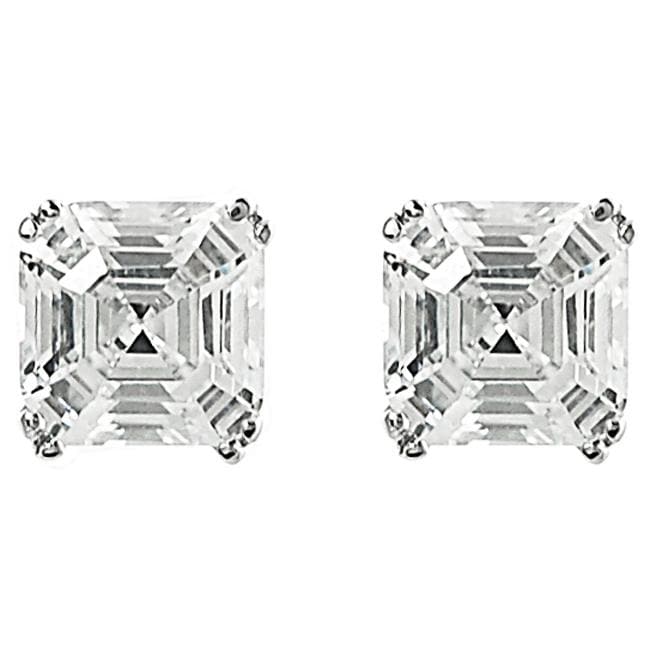 Tressa Sterling Silver Asscher cut Cubic Zirconia 5 mm Stud Earrings Tressa Cubic Zirconia Earrings