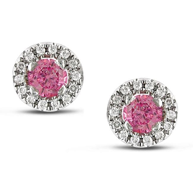 Miadora 14k White Gold 3/4ct TDW Pink and White Diamond Earrings (G H