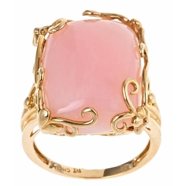 D'Yach 14k Yellow Gold Pink Opal Fashion Ring