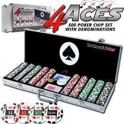 4 Aces 500 11.5G Poker Chip Set with Aluminum Case