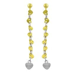 Fremada 14k Two tone Gold Diamond cut Heart Dangle Earrings Fremada Gold Earrings