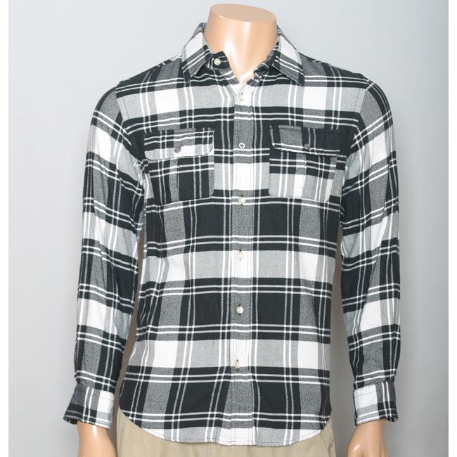   Cheap Shirt Mens Black/ White Woven Flannel Shirt  