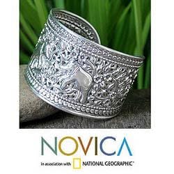   Silver Elephant Greeting Cuff Bracelet (Thailand)  