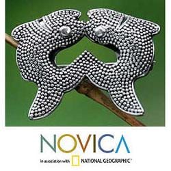 Sterling Silver 'Pisces' Brooch (Indonesia) Novica Brooches & Pins