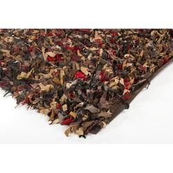 Leather Shag Area Rugs hand-woven mandara multi-color leather shag rug (4'9 round) - free Leather Shag Area Rugs hand-woven mandara multi-color leather shag rug (4'9 round) - free