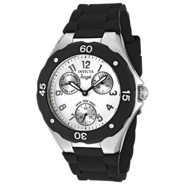 Invicta Womens Angel White Dial Black Silicon Watch