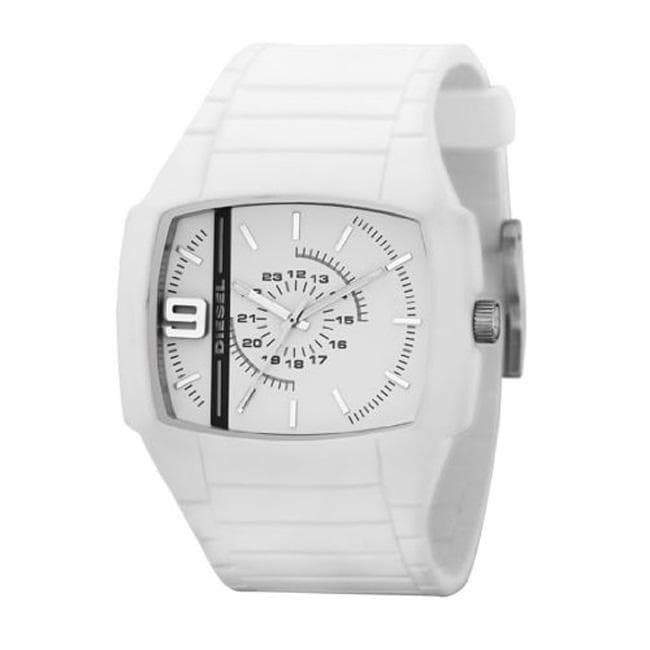 Diesel Men's Stainless Steel Case White Silicon Strap Watch Diesel Men's Diesel Watches