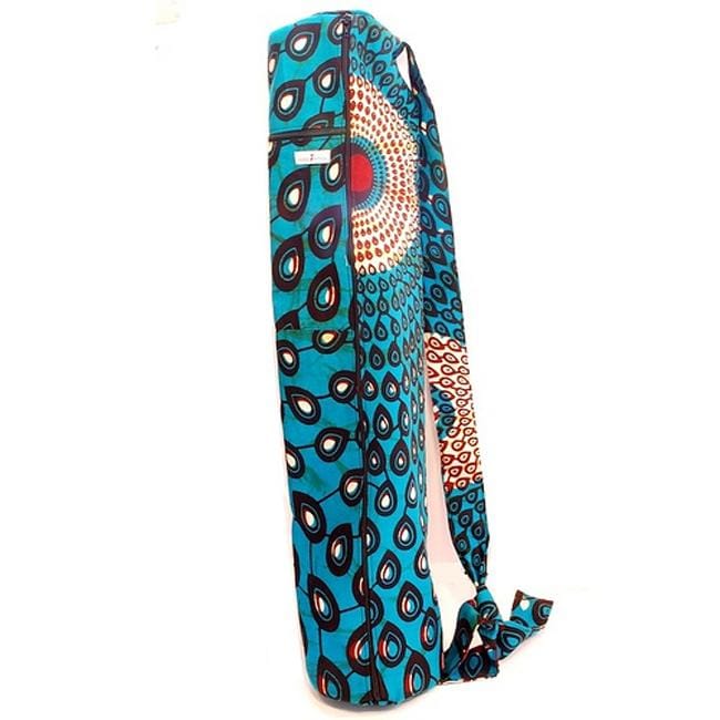 Dutch Wax Cloth Teal African Print Yoga Bag (Rwanda)