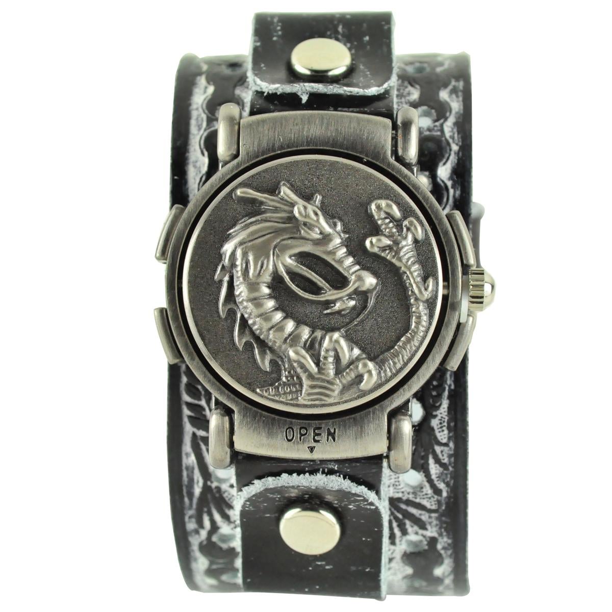 Nemesis Mens Punk Rock Vintage Dragon Leather Band Watch  