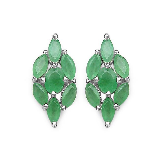 Sterling Silver Genuine Emerald Earrings  