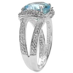 Malaika Sterling Silver Cushion cut Blue Topaz and White Topaz Ring Malaika Gemstone Rings