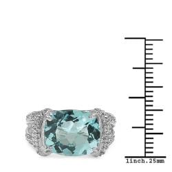 Malaika Sterling Silver Cushion cut Blue Topaz and White Topaz Ring Malaika Gemstone Rings