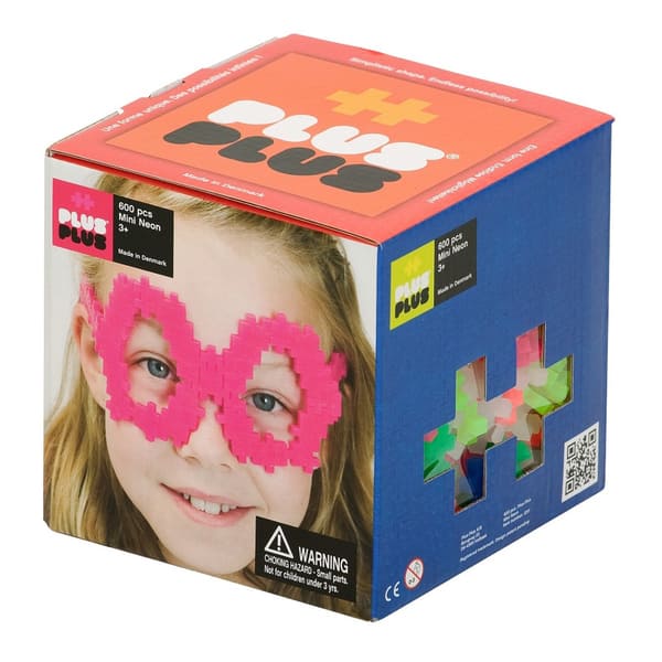 slide 2 of 4, Plus-Plus Open Play Set, Neon, 600 pieces