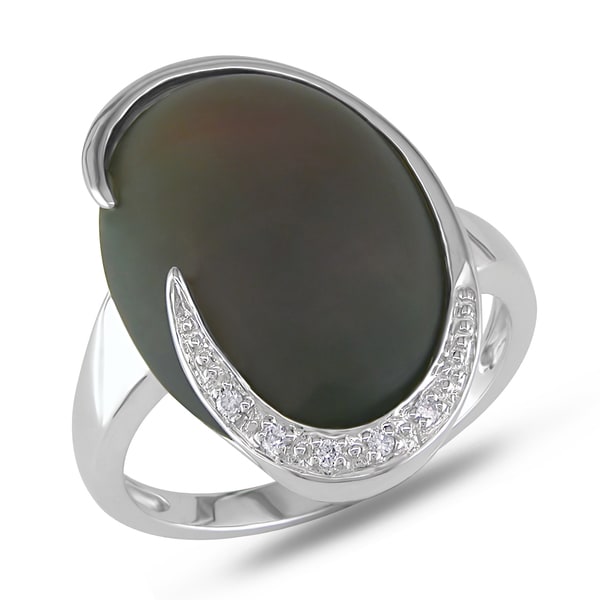 Miadora 10k White Gold Smokey Quartz and Diamond Accent Ring