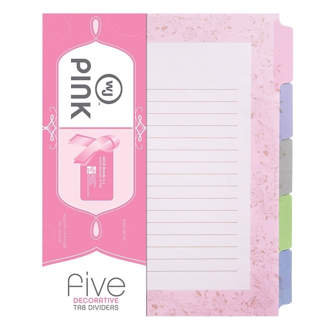 Shop Wilson Jones Pink Ribbon Decorative Tab Dividers Pack Of 60