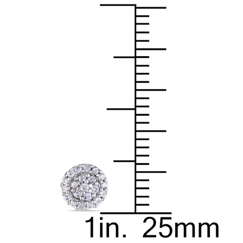 Miadora Sterling Silver 1/4ct TDW Diamond Halo Stud Earrings