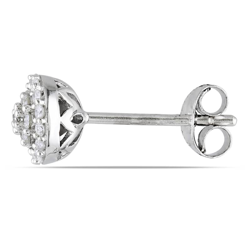 Miadora Sterling Silver 1/4ct TDW Diamond Halo Stud Earrings