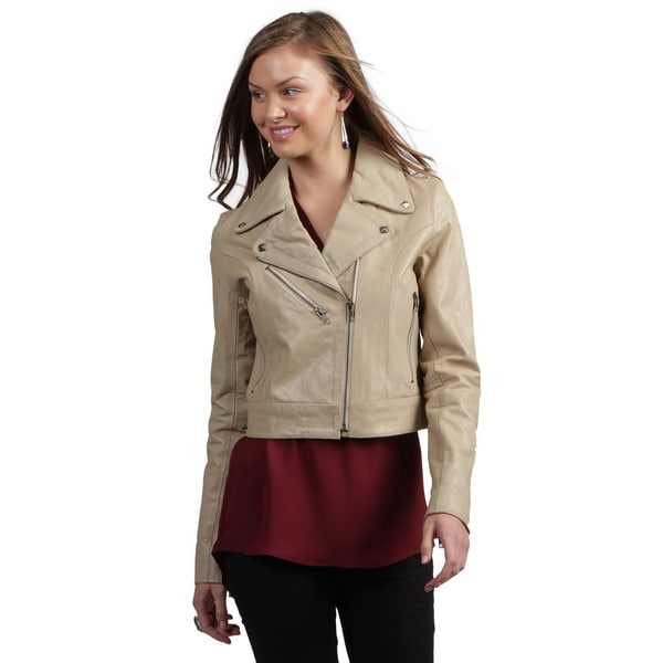 Tanners Avenue Womens Buffalo Distressed Leather Biker Jacket