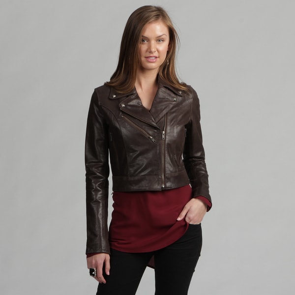 Tanners Avenue Womens Premium Buffalo Distressed Brown Leather Biker