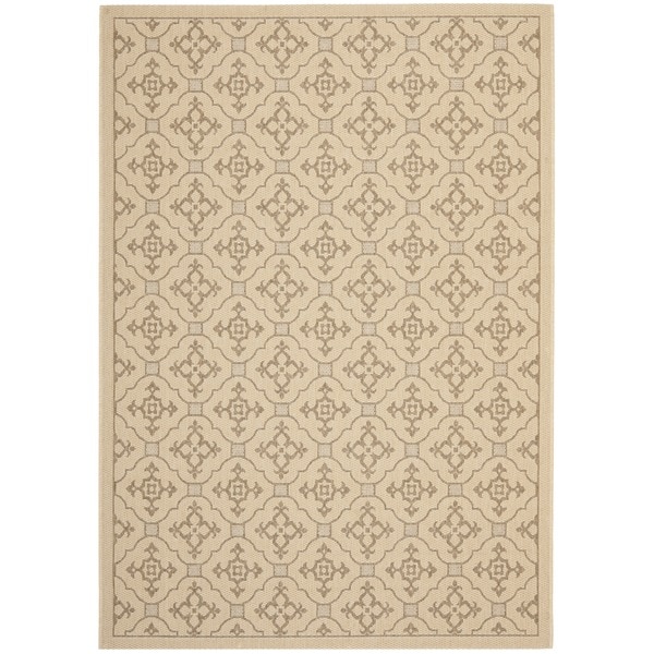 Safavieh Cream/ Brown Indoor Outdoor Rug Safavieh 5x8   6x9 Rugs