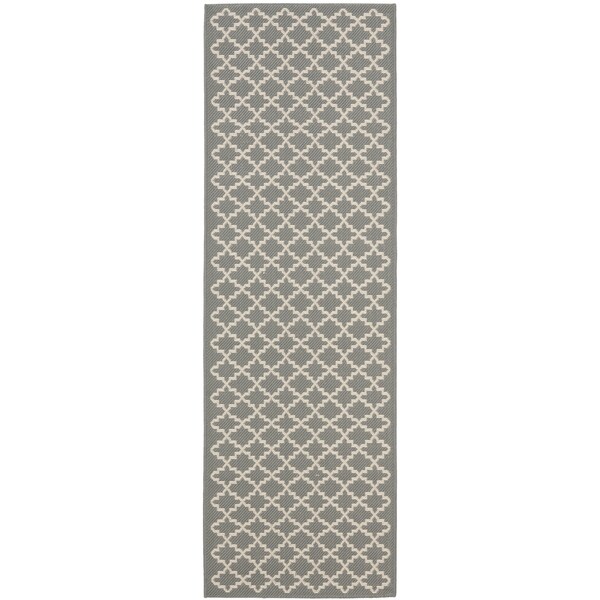 Safavieh Anthracite Grey/ Beige Indoor Outdoor Rug (2'2 x 12') - 2'2 x 12'