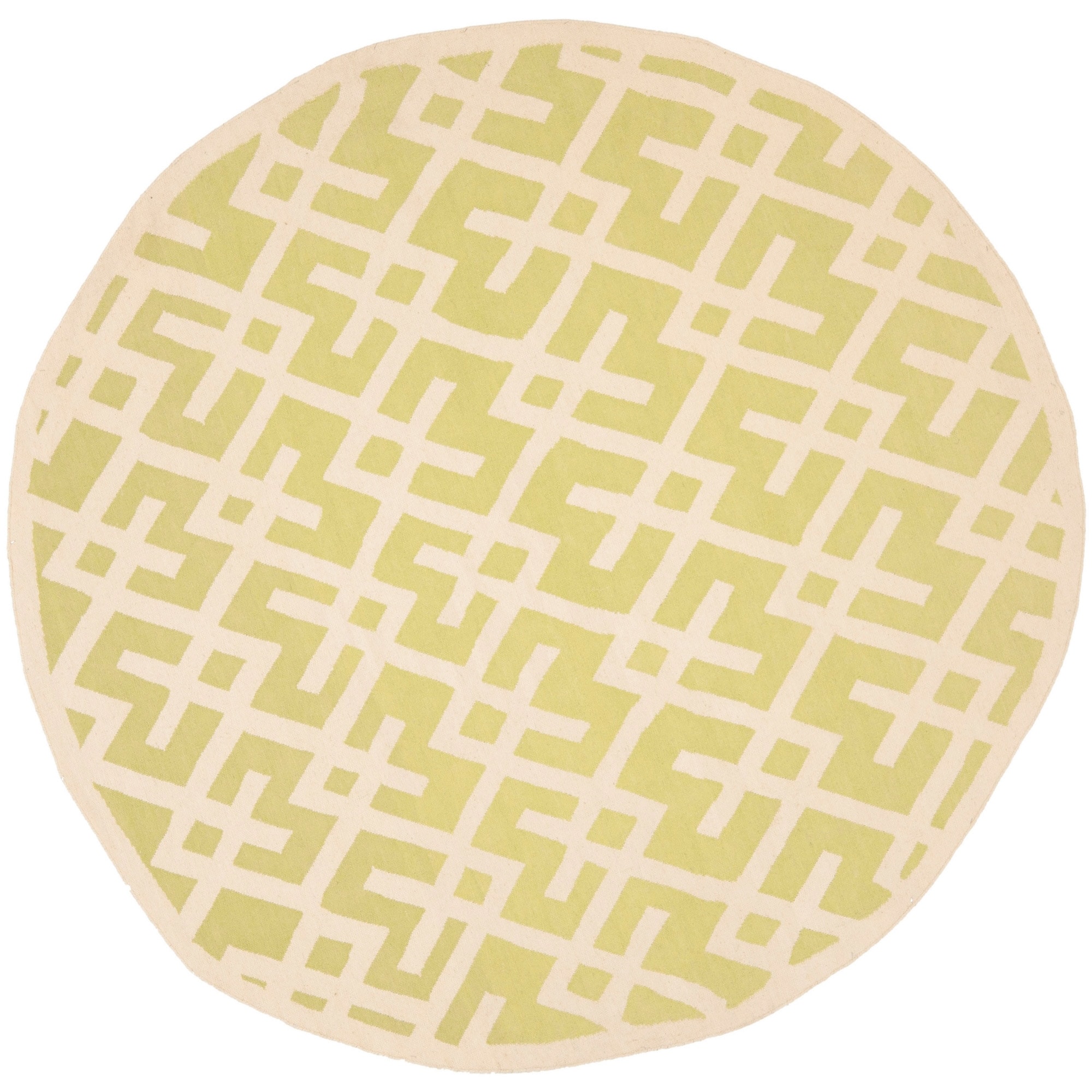 Safavieh Moroccan Light Green/ Ivory Dhurrie Wool Rug (8 Round)