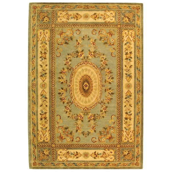 Safavieh Handmade Oasis Light Blue/ Ivory Hand-spun Wool Rug - 9'6 x 13'6