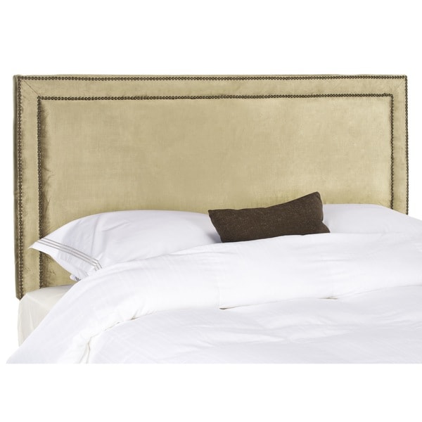 Safavieh Cory Antique Sage Upholstered Headboard - Brass Nailhead (Queen)
