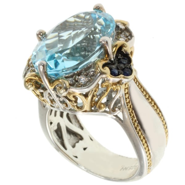 Shop Michael Valitutti Two-tone Aqua Blue Topaz Ring - Free Shipping ...