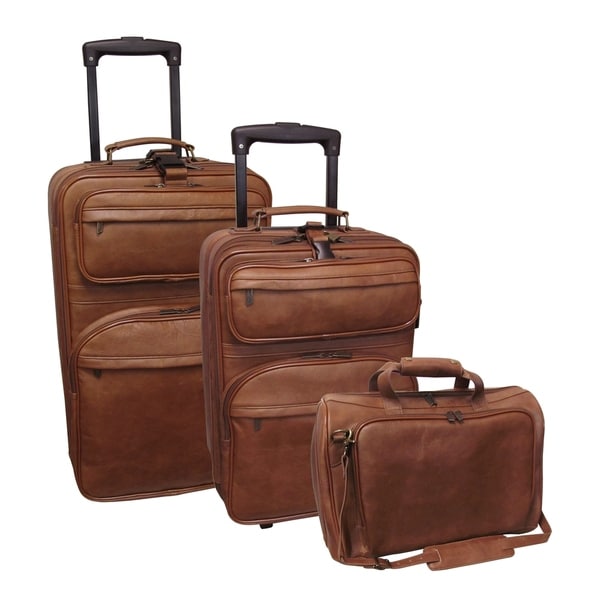 Amerileather Brown Leather 3-piece Traveler Set - Overstock - 741007