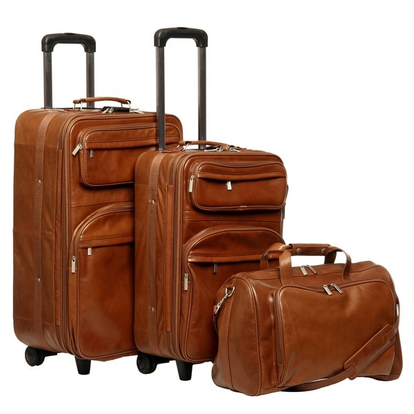 Amerileather Brown Leather 3-piece Traveler Set - 952452 - Overstock ...