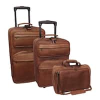 Shop Amerileather Brown Ostrich Print Leather 3-piece Luggage Set ...