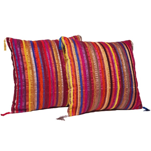 Shop Set of Two MultiStripe Throw Pillows (Morocco) Free Shipping