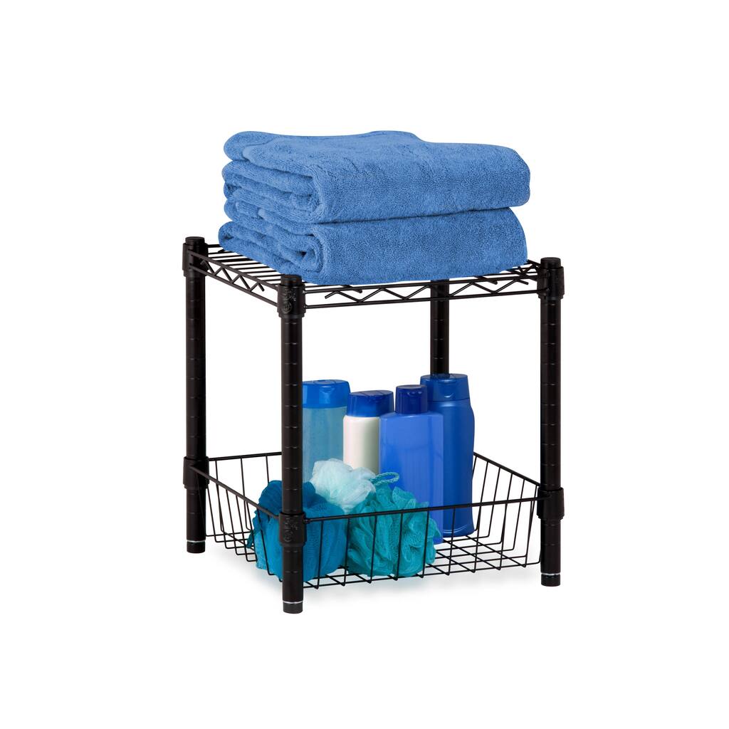 Honey-Can-Do Stacking Black Wire Basket Storage Table